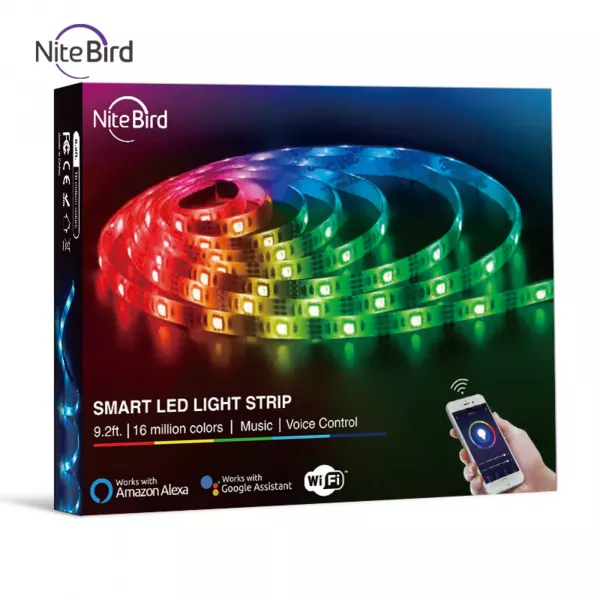 Banda inteligenta LED Nitebird SL1, Wi-Fi, USB, 16W, sincronizare muzica, lumina colorata, RGB,  2.8m, compatibil Alexa/Google Assistant