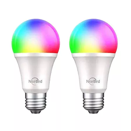 Set 2 becuri inteligente LED Nitebird WB4, 8W, 800lm, 2700K, E27, RGB+W, Smart Bulb