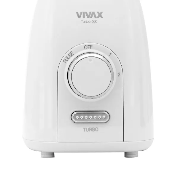 Blender Vivax BL-600G, 600W, 1.5 L, 2 trepte, functie PULSE, functie zdrobire gheata, vas de sticla, alb
