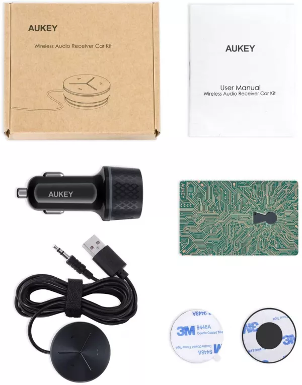 Car Kit Aukey BR-C8, Bluetooth, AUX pe boxele masinii