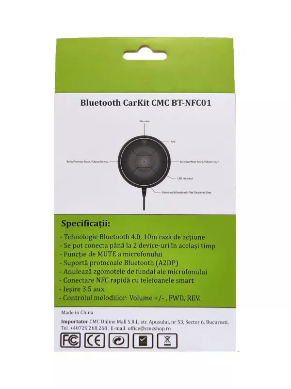 Car Kit CMC JRBC01, Bluetooth, NFC, AUX pe boxele masinii