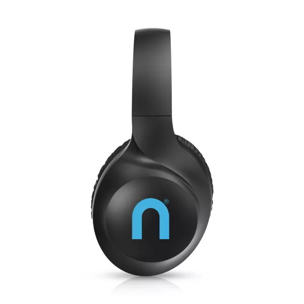 Casti audio on-ear Niceboy HIVE XL 3, Wireless, Bluetooth 5.3, Bass Boost, Microfon, pliabile, asistent vocal, aplicatie mobila, incarcare rapida, autonomie de pana la 69 ore, negru/albastru