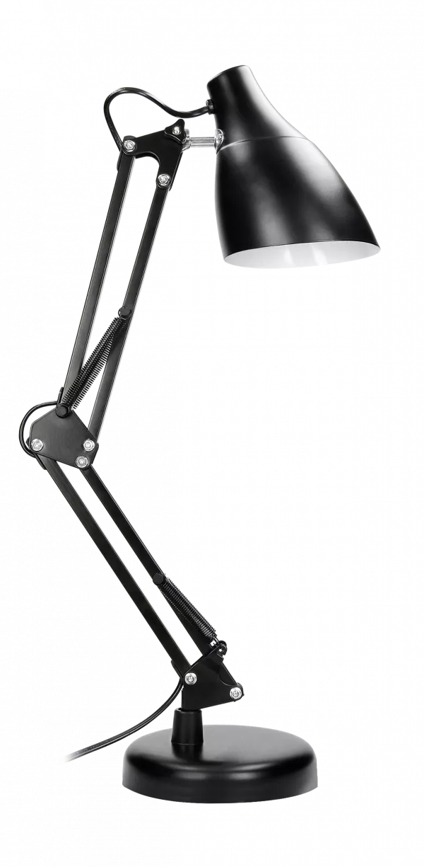 Lampa de birou VIRONE DIAN DL-1/B, E27, 60 W, 3 articulatii mobile, cablu 110 cm cu comutator, otel, negru