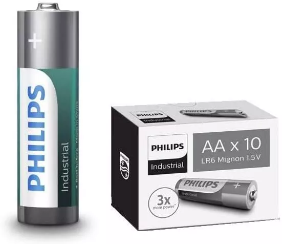 Set 10 baterii Philips Industrial Alkaline LR03I10C/10, tip AAA, 1.5V