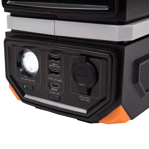 Statie incarcare Technaxx TX-201, 315 Wh, 300W, USB-C, USB-A, priza auto, incarcare auto/AC/solara(optional), negru/portocaliu