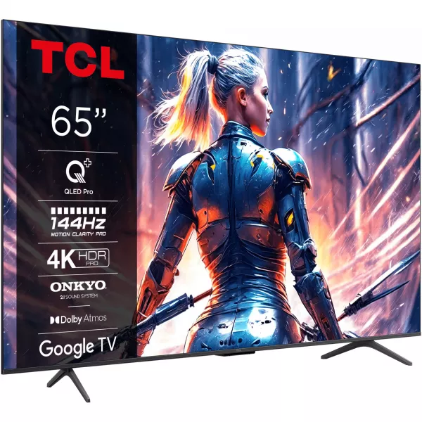 Televizor TCL QLED 65T8B, 164 cm, Smart Google TV, 4K Ultra HD, 100Hz, Clasa F (Model 2024)