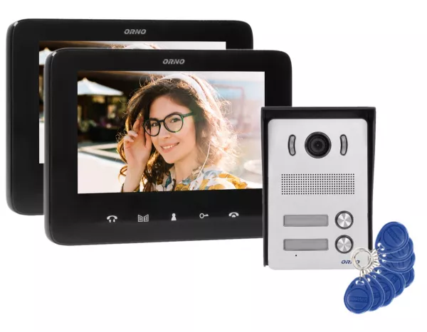 Videointerfon pentru doua familii INDI MULTI N ORNO OR-VID-VP-1071/B, color, monitor ultra-plat LCD 7