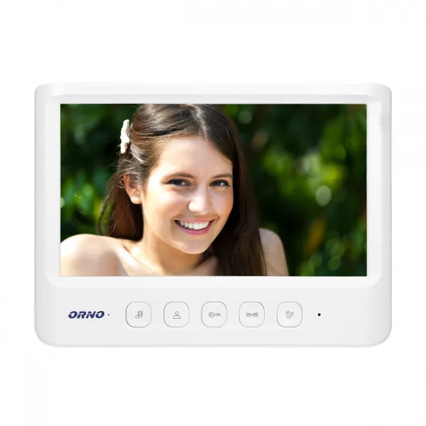 Videointerfon pentru o familie IMAGO ORNO OR-VID-MC-1059/W, color, monitor ultra-plat LCD 7", control automat al portilor, 16 sonerii, infrarosu, alb/negru