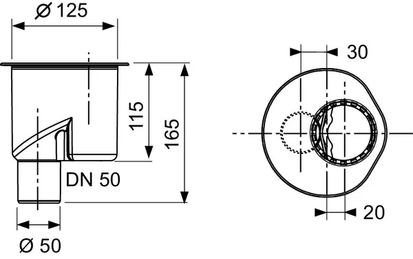 Sifon vertical TECEdrainline rotire 360C°, debit 1.3 l/s, inaltime montaj 165 mm