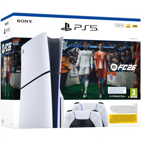 SONY PlayStation 5 Disc, 1TB SSD + Joc EA Sports FC 26 + Extra