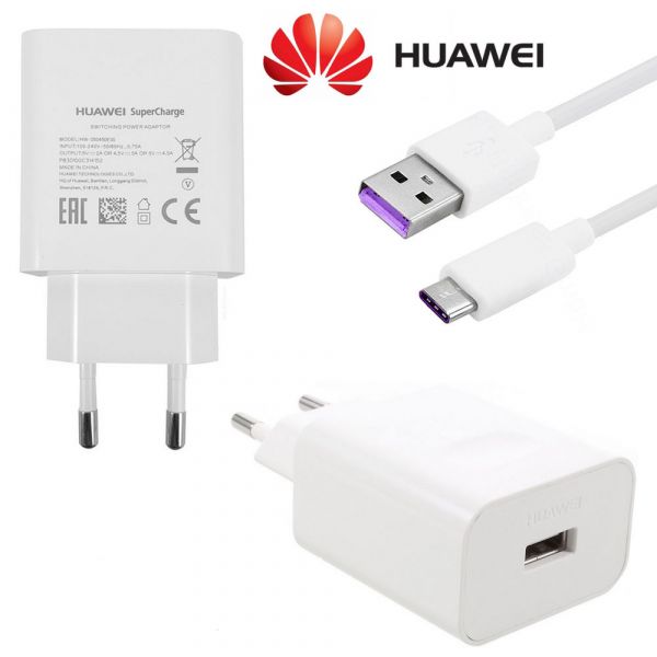 Huawei HW-050450E00 Adaptateur Chargeur Rapide + USB Type-C pour Huawei P30  Pro
