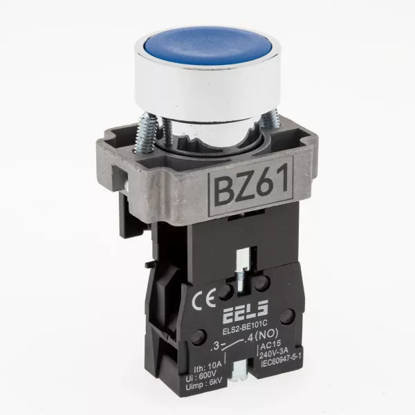 Buton albastru cu autoblocare ELS2-BZ61 1xNO, 3A/240V AC