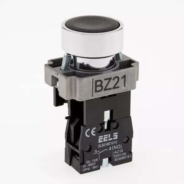 Buton negru cu autoblocare ELS2-BZ21 1xNO, 3A/240V AC
