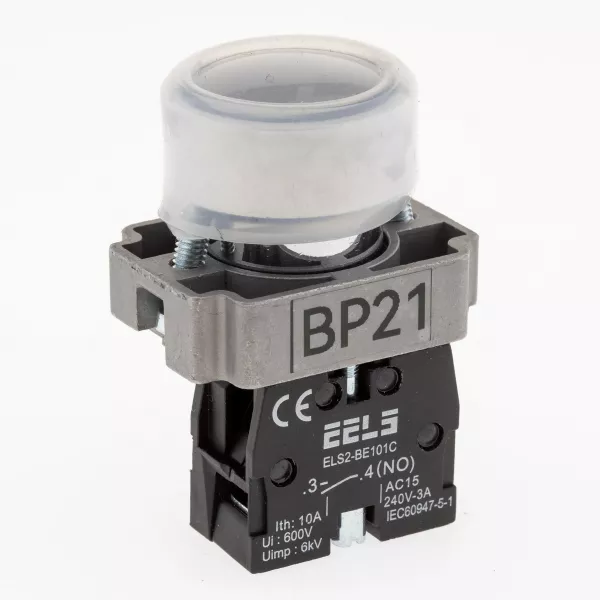 Buton negru cu revenire si protectie de cauciuc ELS2-BP21 1xNO, 3A/240V AC IP65