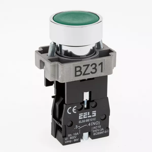 Buton verde cu autoblocare ELS2-BZ31 1xNO, 3A/240V AC
