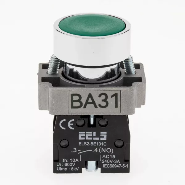 Buton verde cu revenire ELS2-BA31 1xNO, 3A/240V AC