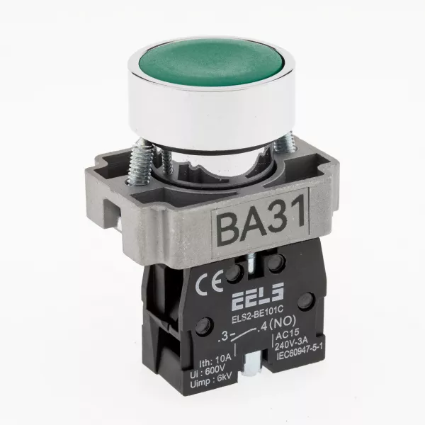Buton verde cu revenire ELS2-BA31 1xNO, 3A/240V AC