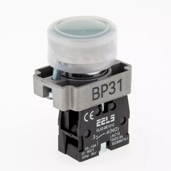 Buton verde cu revenire si protectie de cauciuc ELS2-BP31 1xNO, 3A/240V AC IP65