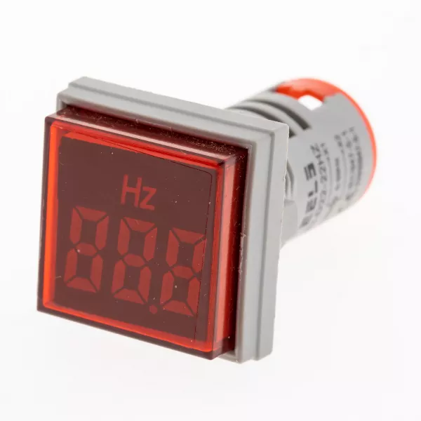 Hertzmetru digital patrat Ø22mm ELD22-22Hzs 0~99Hz rosu