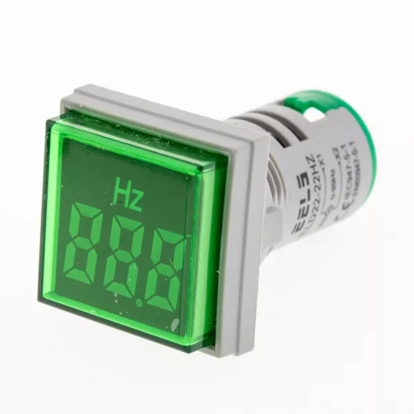 Hertzmetru digital patrat Ø22mm ELD22-22Hzs 0~99Hz verde