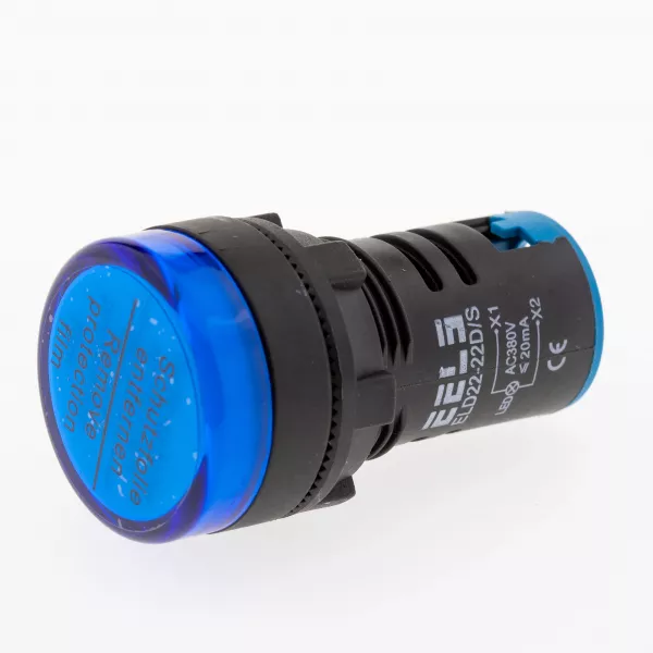Lampa led prezenta tensiune Ø22mm ELD22-22D/S albastru 380V AC
