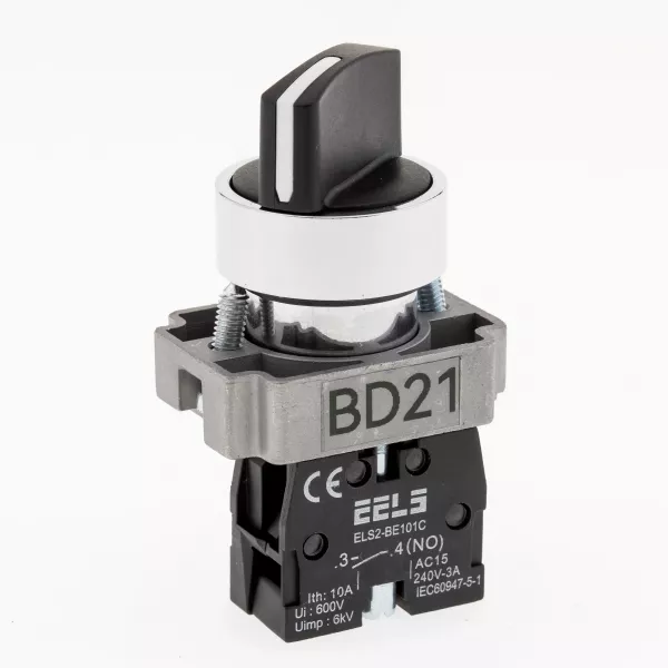 Selector 2 pozitii cu retinere maner normal  ELS2-BD21 1xNO, 3A/240V AC