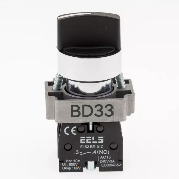 Selector 3 pozitii cu retinere maner normal  ELS2-BD33 2xNO, 3A/240V AC