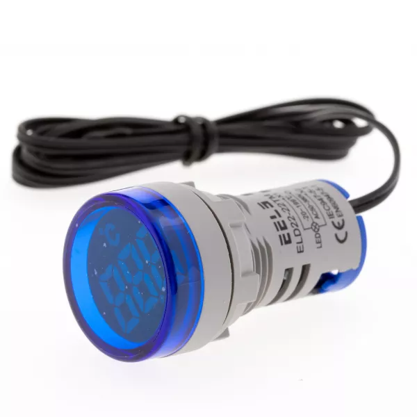 Termometru digital rotund Ø22mm ELD22-22TM -20°C ~ +199°C albastru