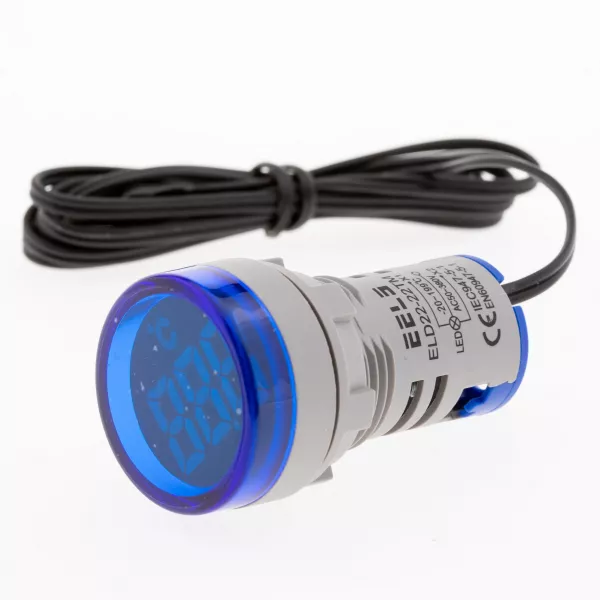 Termometru digital rotund Ø22mm ELD22-22TM -20°C ~ +199°C albastru