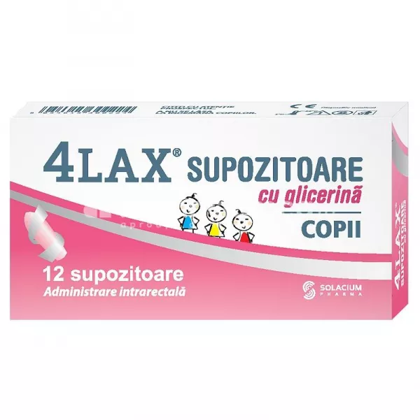 4Lax supozitoare cu glicerina copii pentru constipatie, de la varsta de 2 ani, 12 bucati, Solacium Pharma