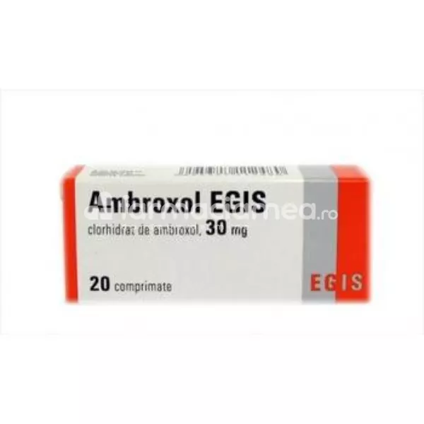 Ambroxol Egis 30mg, faciliteaza dizolvarea mucusului din caile aeriene, indicat in tuse productiva, 20 comprimate, Egis