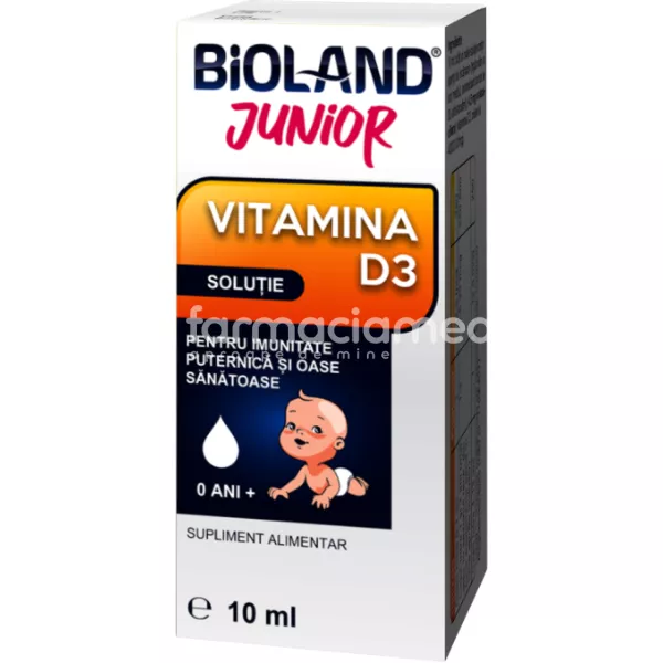Bioland Junior Vitamina D3, solutie 10ml Biofarm, [],farmaciamea.ro