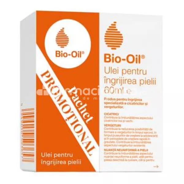Bio Oil ulei pentru ingrijirea pielii, 60 ml, Pachet 1+ 50% reducere la al doilea flacon