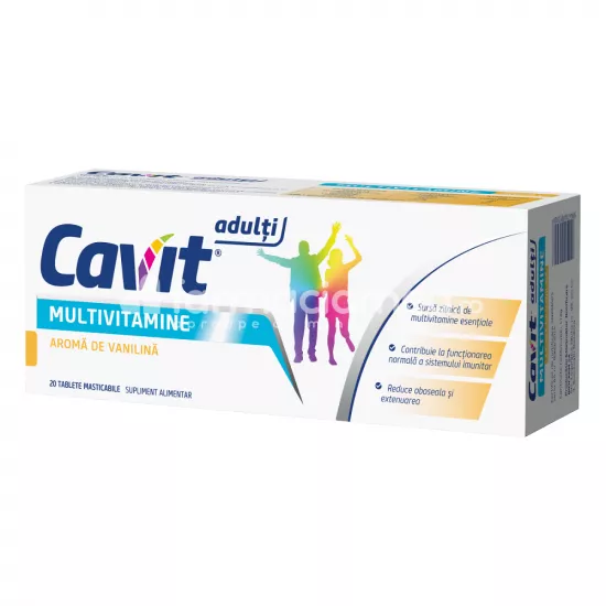 Cavit Adulti Multivitamine vanilina vitamine pentru mentinerea si imbunatatirea sanatatii, 20 tablete masticabile, Biofarm