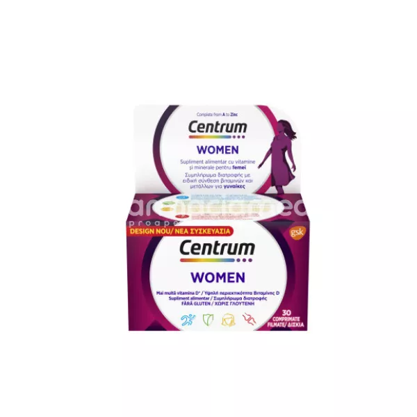 Centrum Women - Vitamine si Minerale, 30 comprimate, GlaxoSmithkline