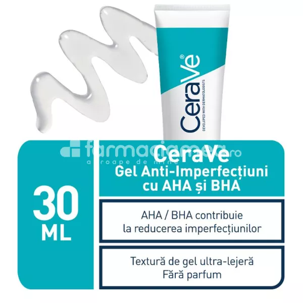 CeraVe gel anti-imperfectiuni cu AHA si BHA, ten cu tendinta acneica, 40 ml