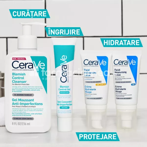 CeraVe Blemish Control Cleanser gel de curatare spumant anti-imperfectiuni, 236 ml