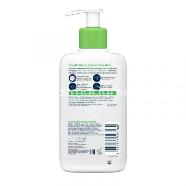 CeraVe gel spalare hidratant pentru piele normala si uscata, 236 ml