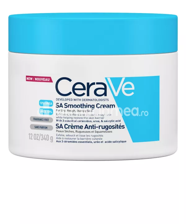 CeraVe SA crema exfolianta piele uscata, aspra, cu rugozitati, 340 g, [],farmaciamea.ro