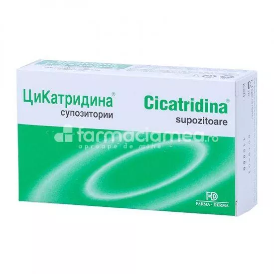 Cicatridina supozitoare pentru tratarea hemoroizilor, elimina durerea si starea de disconfort, 10 bucati, Farma-Derma