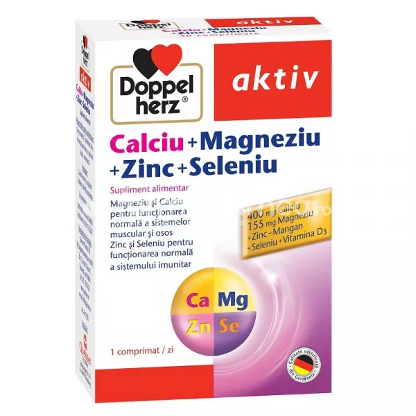 Calciu Magneziu Zinc Seleniu supliment util in cazul starilor de anxietate, 30 comprimate, Doppelherz