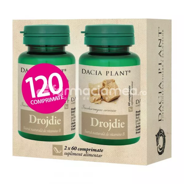 Drojdie Pachet, 60 comprimate + 60 comprimate, Dacia Plant, [],farmaciamea.ro