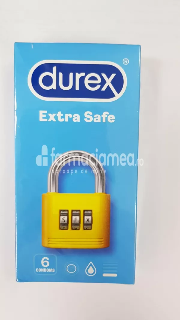 DUREX prezervativ Extra safe, cu lubrifiere suplimentara si un material putin mai gros, 6buc, Reckitt, [],farmaciamea.ro