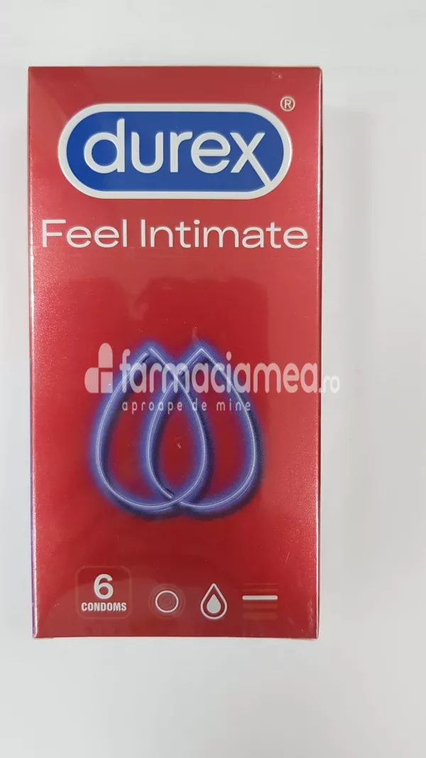 DUREX prezervativ Feel intimate, latex foarte subtire, cu o doza suplimentara de lubrifiant, pentru un confort maxim in timpul actului sexual, 6buc, Reckitt, [],farmaciamea.ro