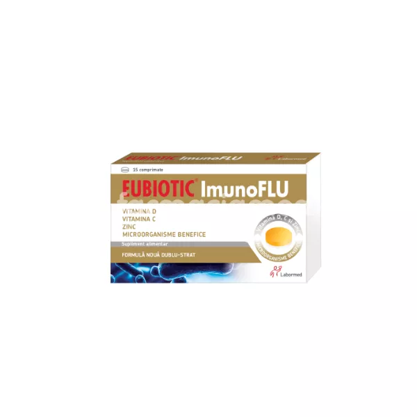 Eubiotic Imunoflu, probiotic, indicat in reechilibrarea florei intestinale, imunitate, 15 comprimate masticabile, Labormed