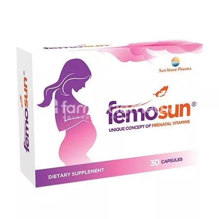 Femosun, complex unic de vitamine prenatale, 30 capsule, Sun Wave Pharma
