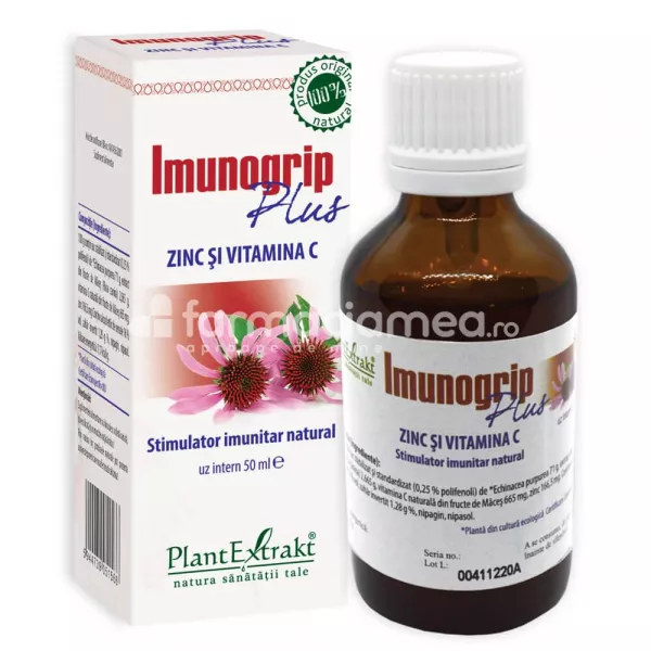Imunogrip Plus Zinc, Vitamina  C, 50 ml, PlantExtrakt