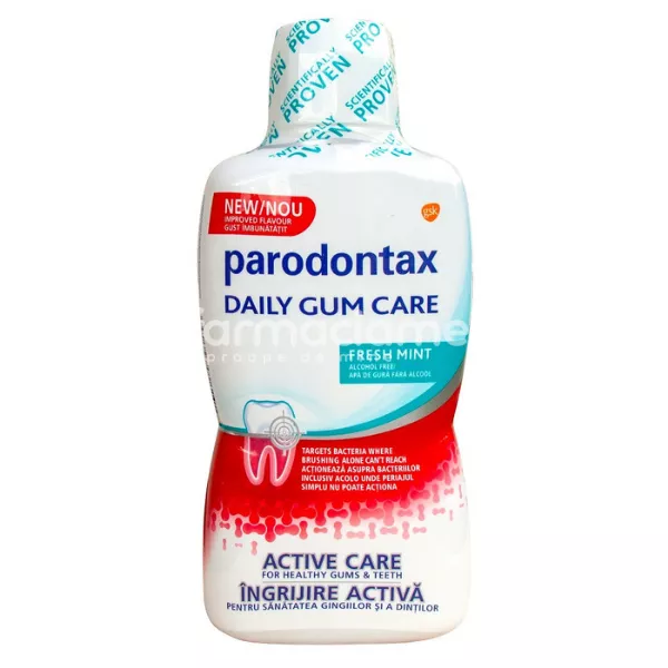 Parodontax Apa de gura fara alcool Daily Gum Care Fresh Mint, 500 ml, Gsk