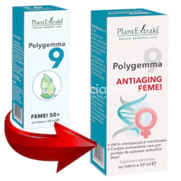 Polygemma 9 Femei 50+, 50 ml, PlantExtrakt