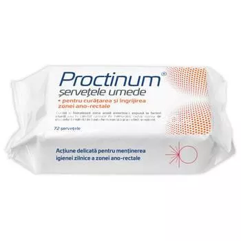 Proctinum servetele umede, pentru hemoroizi, 72 bucati, Zdrovit